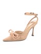 Mach & Mach Leather Bow Accents Slingback Pumps