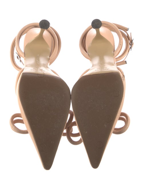 Mach & Mach Leather Bow Accents Slingback Pumps