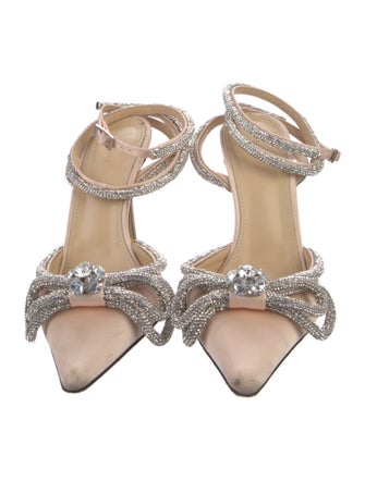 Mach & Mach Satin Crystal Embellishments D'Orsay Pumps