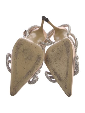 Mach & Mach Satin Crystal Embellishments D'Orsay Pumps