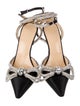 Mach & Mach Satin Crystal Embellishments Slingback Pumps