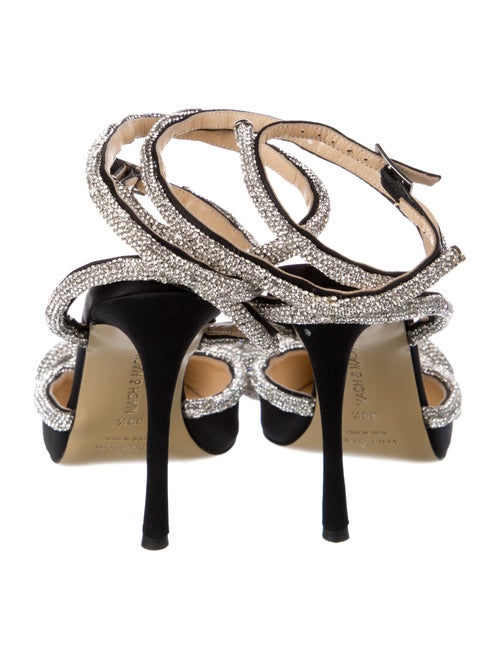 Mach & Mach Satin Crystal Embellishments Slingback Pumps