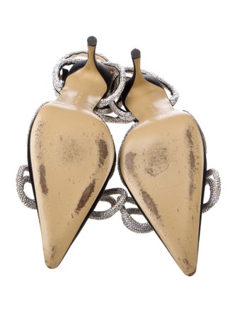 Mach & Mach Satin Crystal Embellishments Slingback Pumps