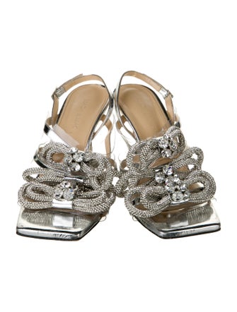 Mach & Mach Patent Leather Bow Accents Slingback Sandals