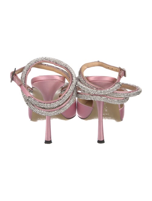 Mach & Mach Satin Crystal Embellishments Slingback Pumps