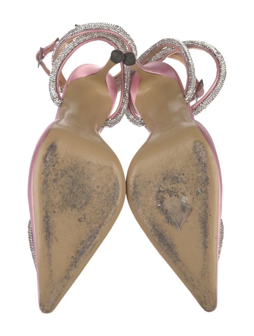 Mach & Mach Satin Crystal Embellishments Slingback Pumps
