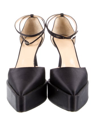 Mach & Mach Satin Bow Accents D'Orsay Pumps