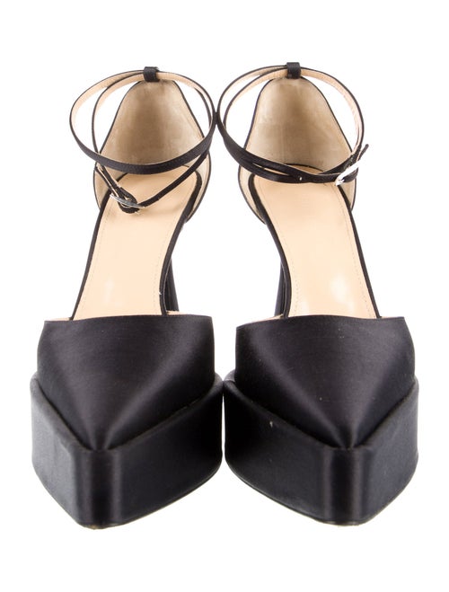 Mach & Mach Satin Bow Accents D'Orsay Pumps