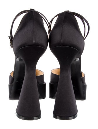 Mach & Mach Satin Bow Accents D'Orsay Pumps