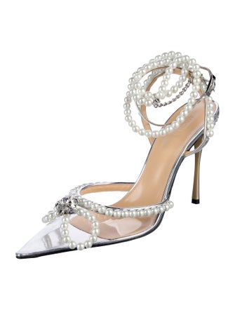 Mach & Mach Faux Pearl Accents Crystal Embellishments D'Orsay Pumps