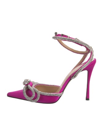 Mach & Mach Satin Bow Accents D'Orsay Pumps