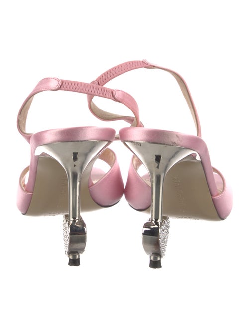 Mach & Mach Satin Crystal Embellishments Slingback Sandals