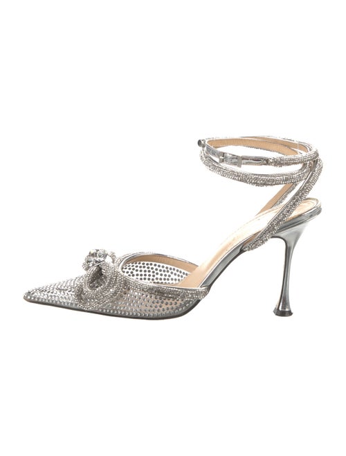Mach & Mach Leather Crystal Embellishments Slingback Pumps