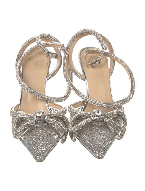 Mach & Mach Leather Crystal Embellishments Slingback Pumps