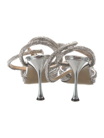 Mach & Mach Leather Crystal Embellishments Slingback Pumps