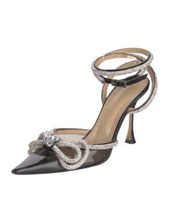 Mach & Mach Satin Bow Accents Slingback Pumps