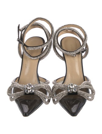 Mach & Mach Satin Bow Accents Slingback Pumps