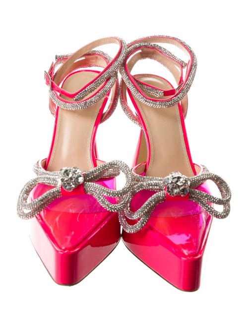 Mach & Mach Crystal Bow Accents Slingback Pumps