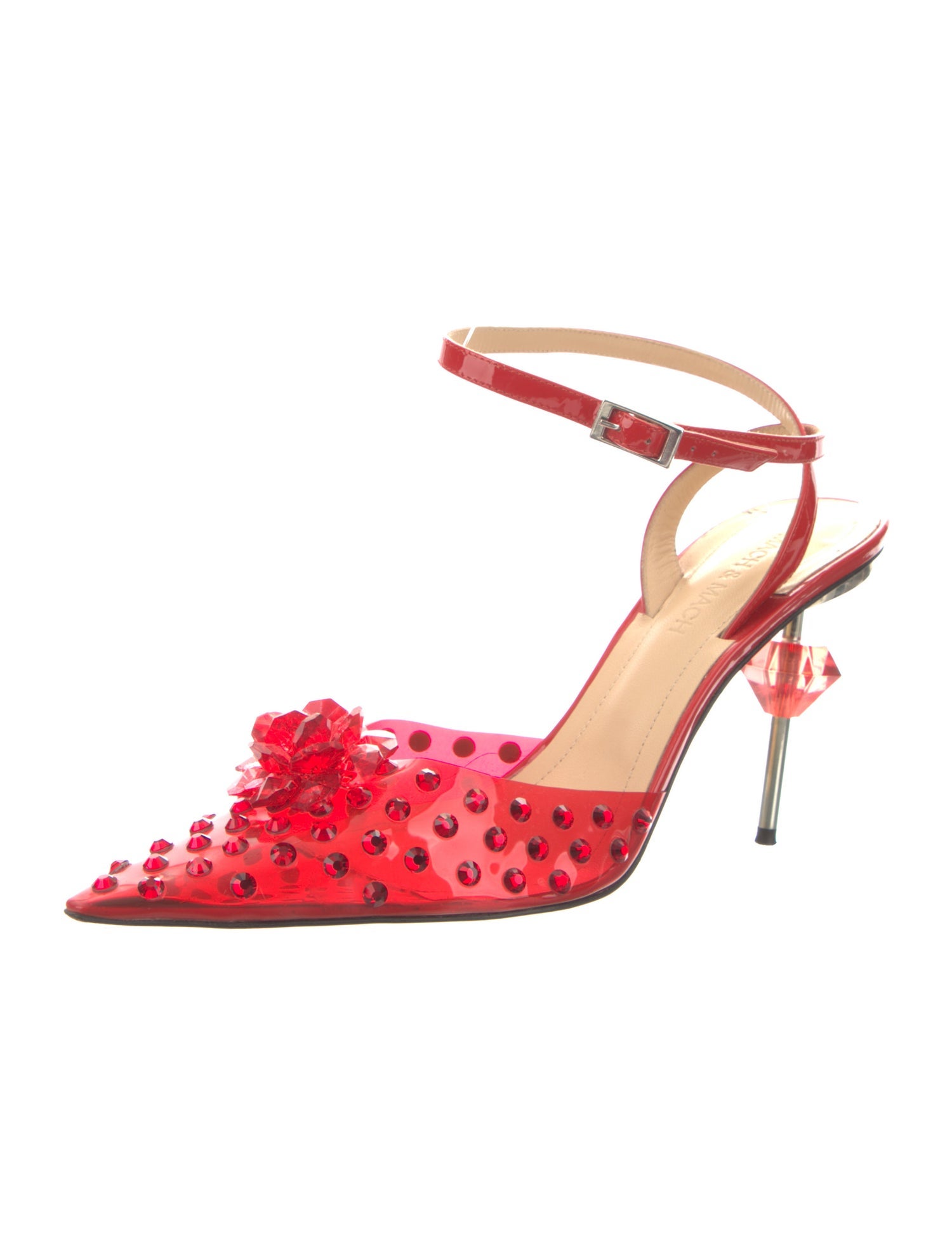 Mach & Mach PVC Crystal Embellishments Slingback Pumps