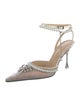 Mach & Mach Faux Pearl Accents Satin Slingback Pumps