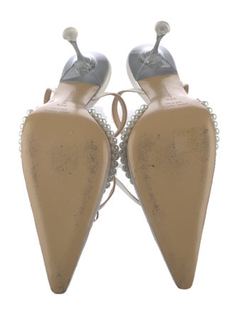 Mach & Mach Faux Pearl Accents Satin Slingback Pumps