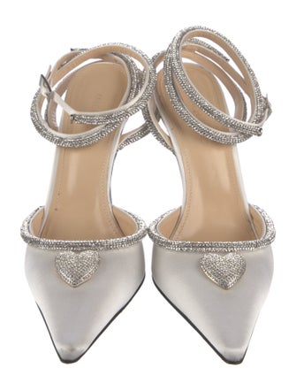 Mach & Mach Satin Bow Accents D'Orsay Pumps