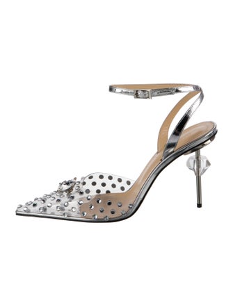Mach & Mach PVC Crystal Embellishments Slingback Pumps
