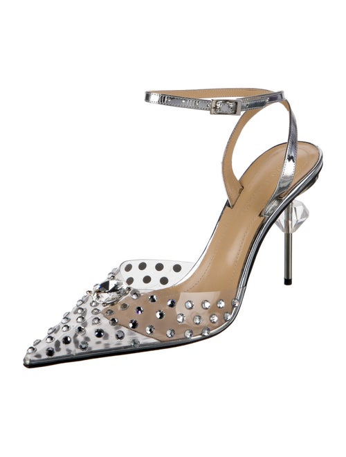 Mach & Mach PVC Crystal Embellishments Slingback Pumps