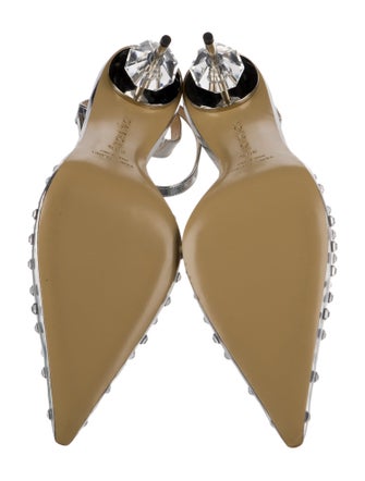 Mach & Mach PVC Crystal Embellishments Slingback Pumps