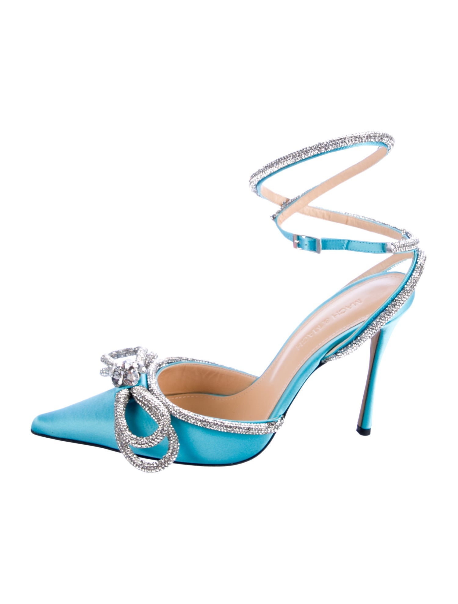 Mach & Mach Satin Bow Accents Slingback Pumps