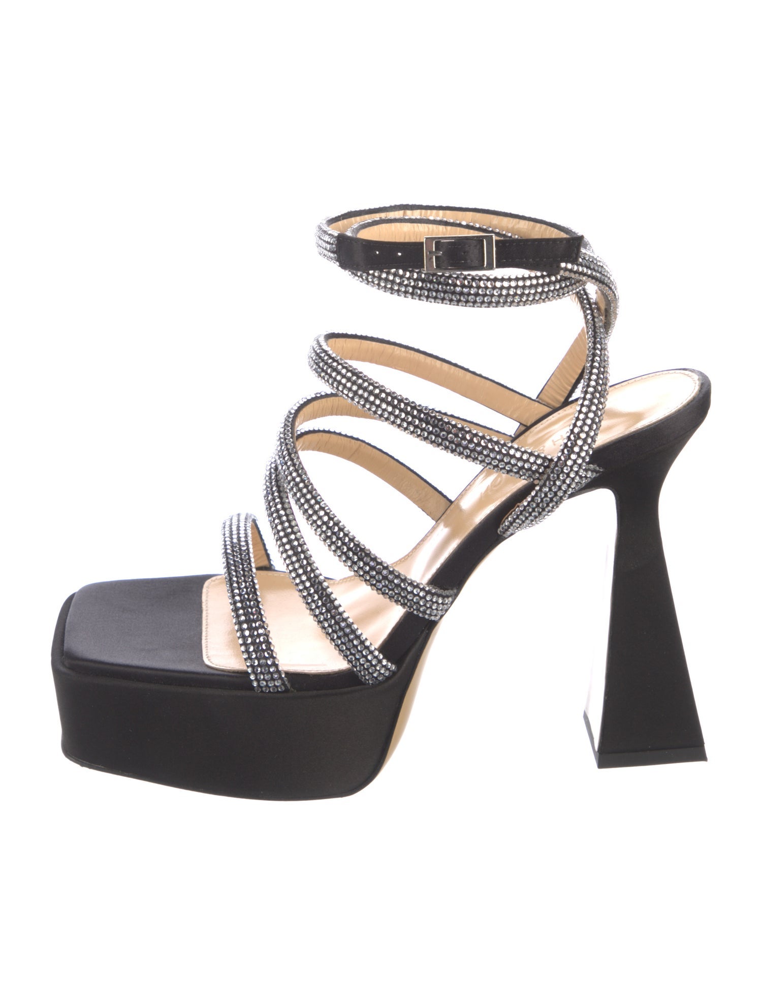 Mach & Mach Satin Crystal Embellishments Sandals