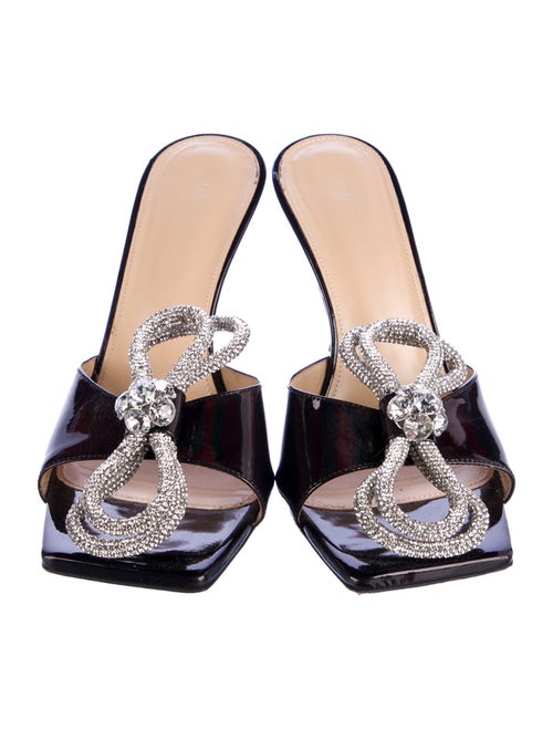 Mach & Mach Patent Leather Bow Accents Slides