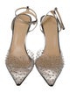 Mach & Mach Leather Crystal Embellishments Slingback Pumps