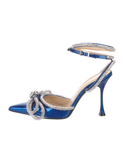 Mach & Mach Patent Leather Crystal Embellishments Slingback Pumps