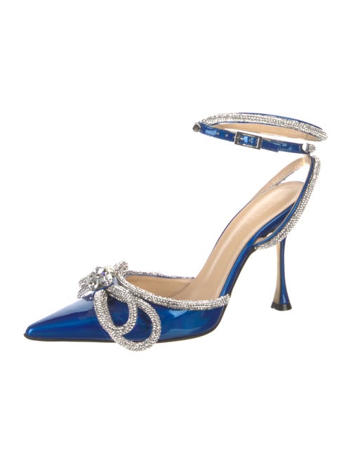 Mach & Mach Patent Leather Crystal Embellishments Slingback Pumps