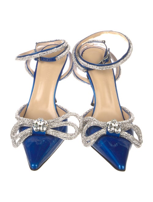 Mach & Mach Patent Leather Crystal Embellishments Slingback Pumps