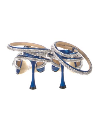 Mach & Mach Patent Leather Crystal Embellishments Slingback Pumps