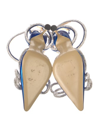 Mach & Mach Patent Leather Crystal Embellishments Slingback Pumps