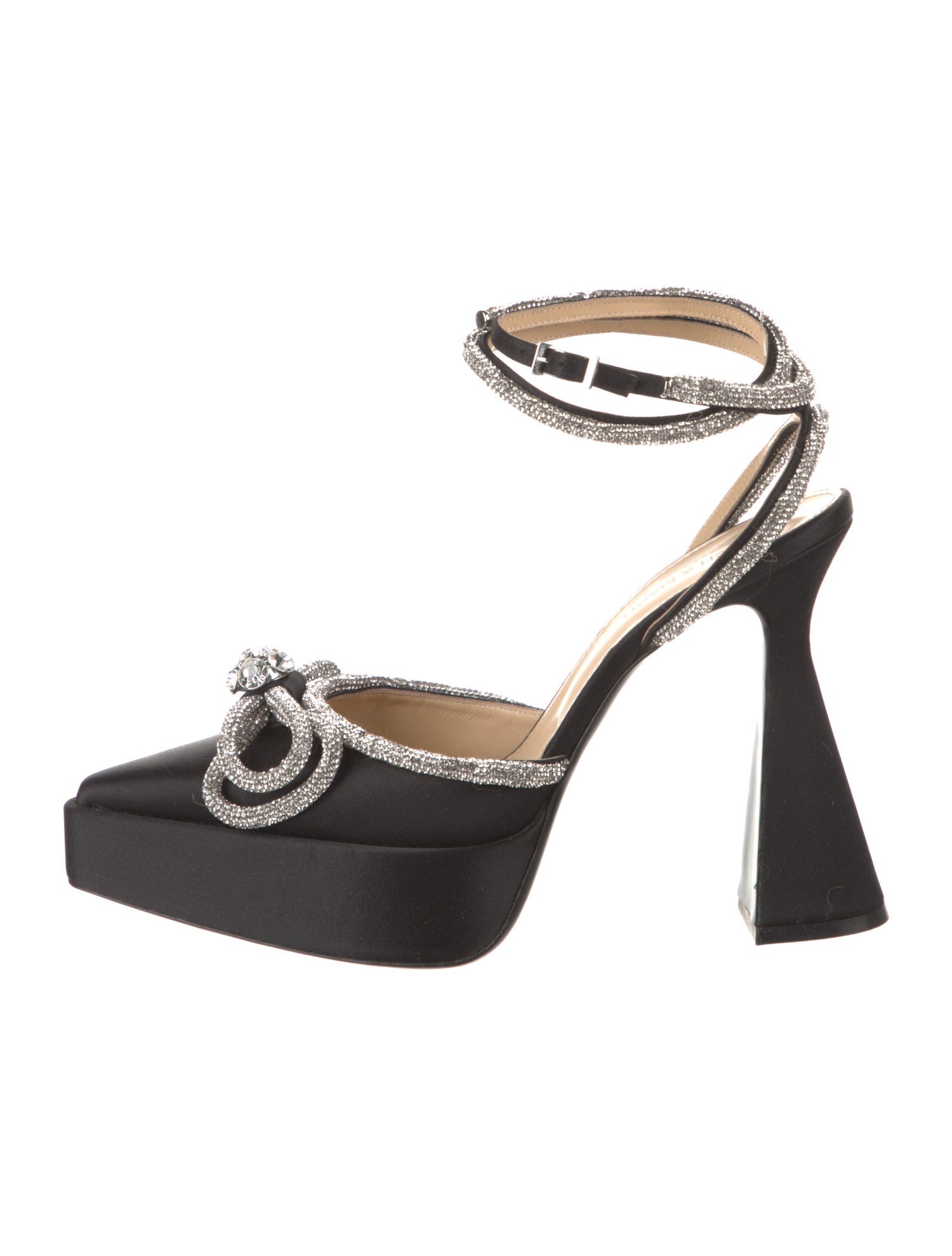 Mach & Mach Satin Bow Accents D'Orsay Pumps