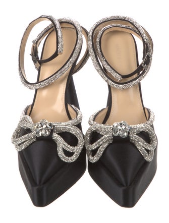 Mach & Mach Satin Bow Accents D'Orsay Pumps