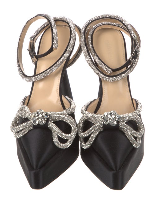Mach & Mach Satin Bow Accents D'Orsay Pumps
