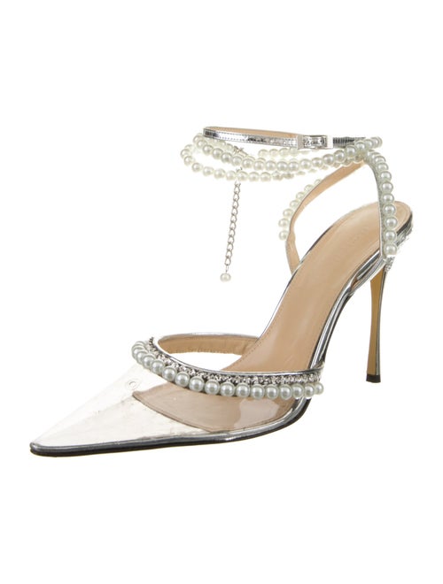 Mach & Mach PVC Crystal Embellishments Slingback Pumps