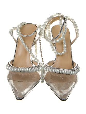 Mach & Mach PVC Crystal Embellishments Slingback Pumps