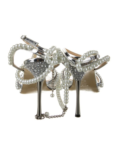 Mach & Mach PVC Crystal Embellishments Slingback Pumps