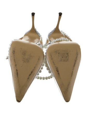 Mach & Mach PVC Crystal Embellishments Slingback Pumps