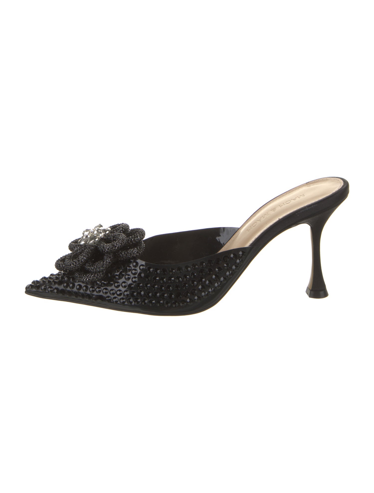 Mach & Mach Patent Leather Crystal Embellishments Mules