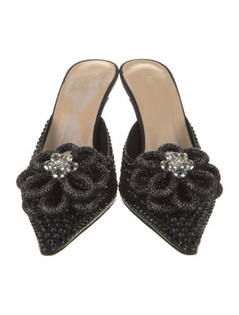 Mach & Mach Patent Leather Crystal Embellishments Mules