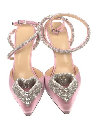 Mach & Mach Satin Crystal Embellishments D'Orsay Pumps