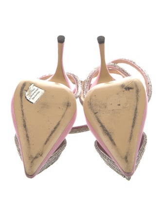 Mach & Mach Satin Crystal Embellishments D'Orsay Pumps