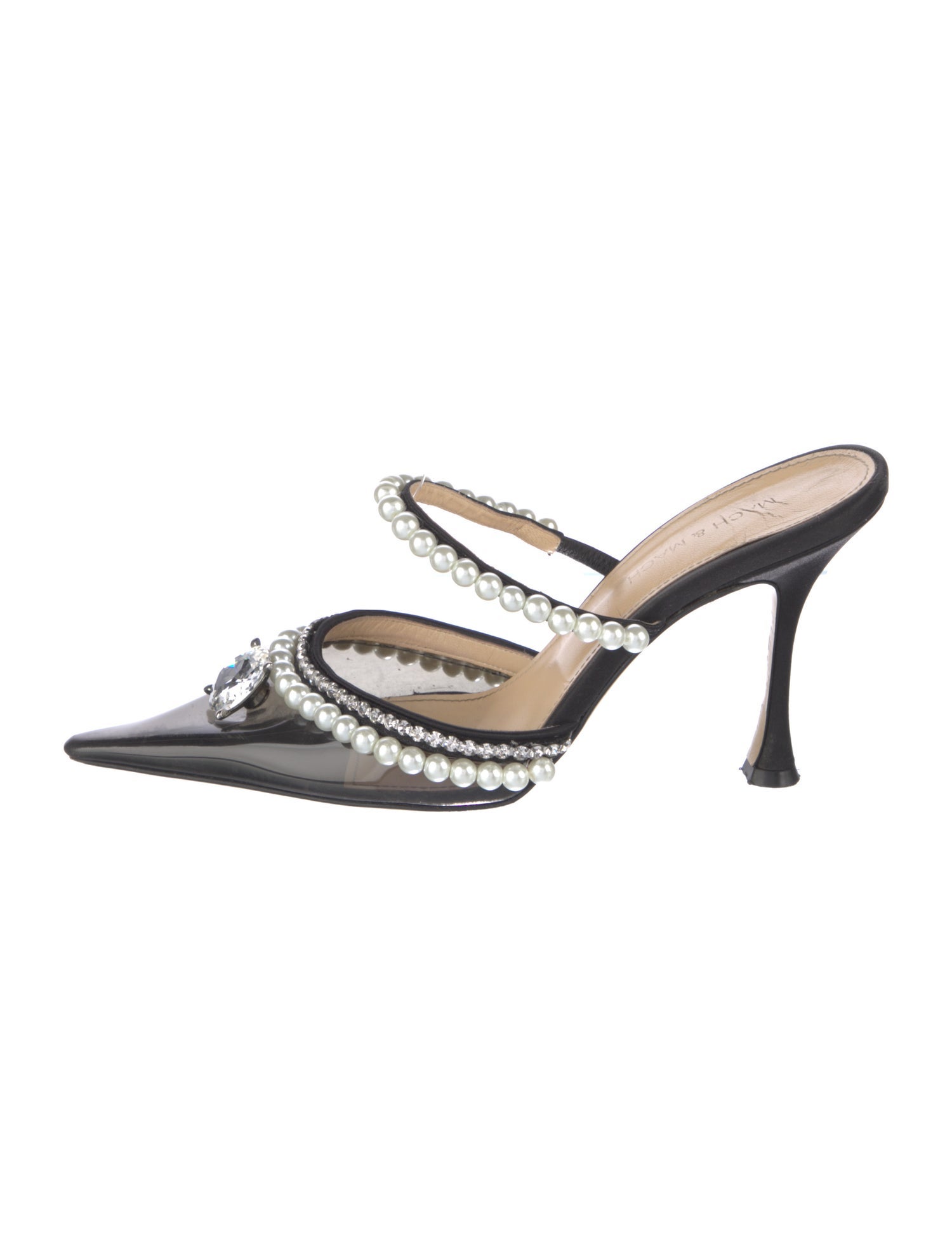 Mach & Mach Faux Pearl Accents PVC Mules